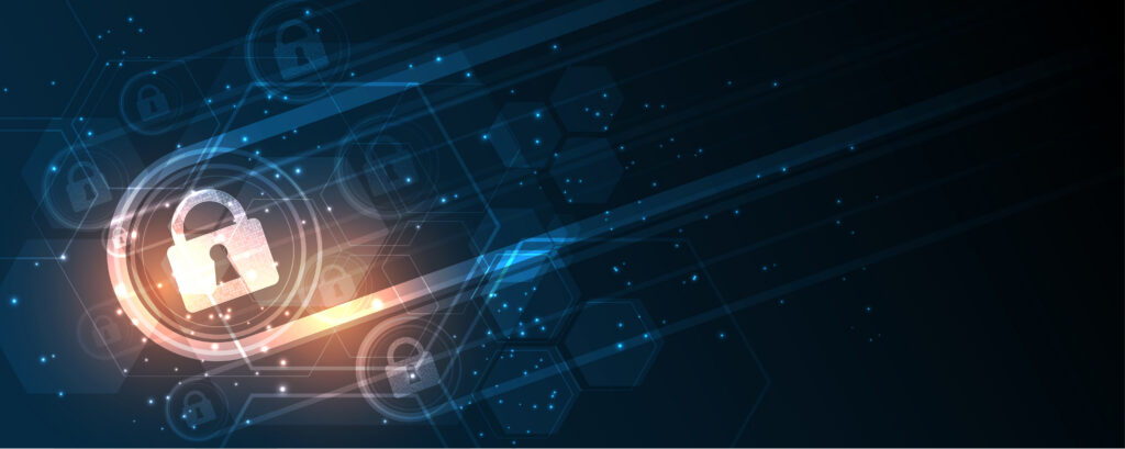 Security cyber digital concept. Abstract technology background protect system.